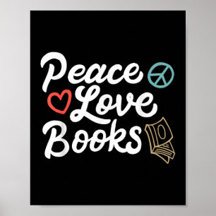 Peace Love Books Geeky & Cute Reading Poster