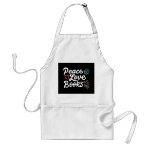 Peace Love Books Geeky & Cute Reading Standard Apron