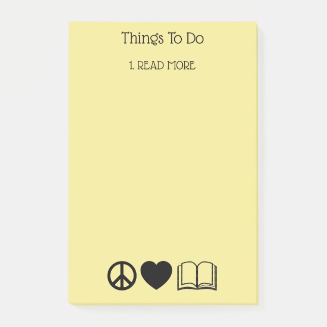 Peace, Love & Books Post-It Notes (Front)