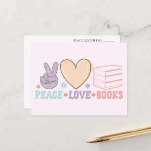 Peace Love Books Postcard