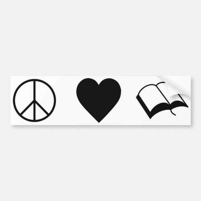 Peace, Love, Books/Reading Bumper Sticker (Front)