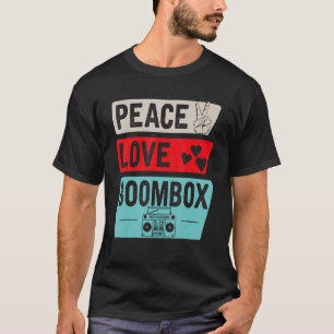 Peace Love Boombox Cassette Tape 80s Retro T-Shirt