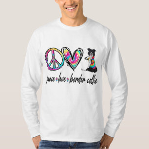 Peace Love Border Collie Tie Dye Dog Lover Mother' T-Shirt