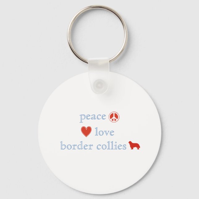 Peace Love Border Collies Key Ring (Front)