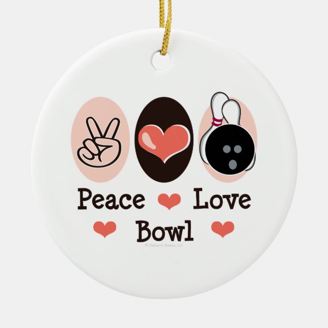 Peace Love Bowl Bowling Ornament (Front)