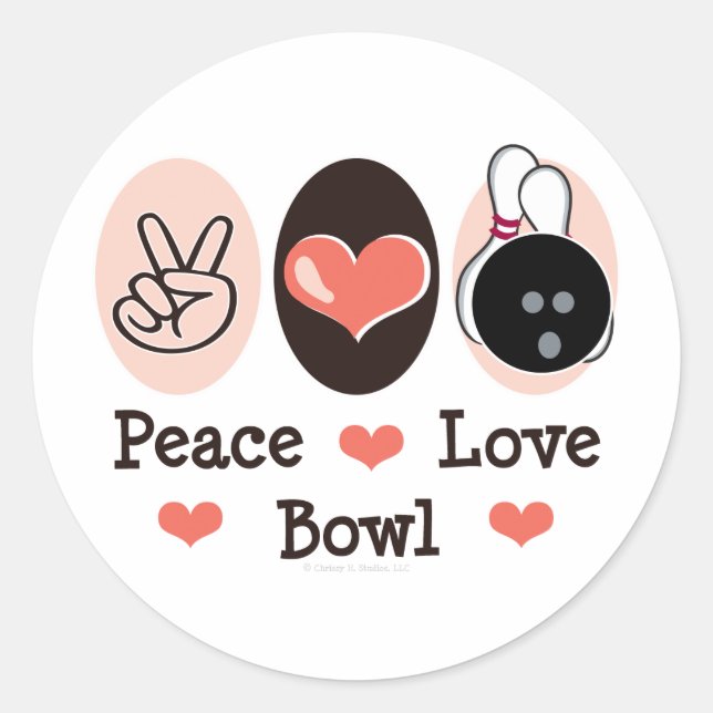 Peace Love Bowl Bowling Stickers (Front)
