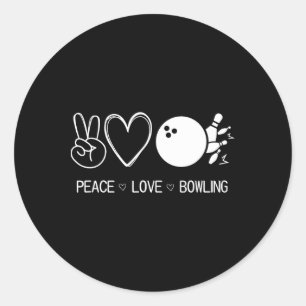 Peace Love Bowling Classic Round Sticker