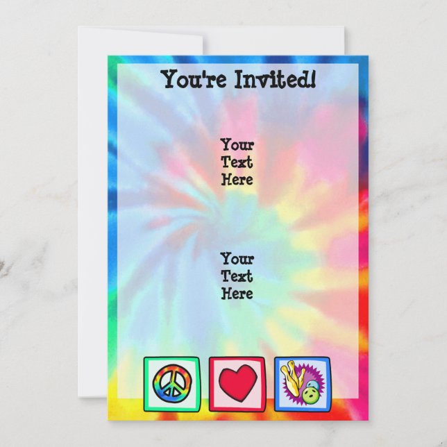 Peace, Love, Bowling Invitation (Front)