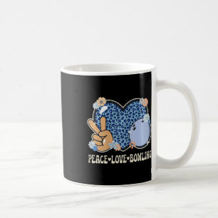 Peace Love Bowling Lover Leopard Print Girls Cute Coffee Mug