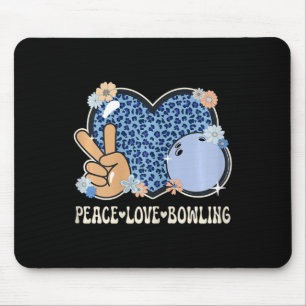 Peace Love Bowling Lover Leopard Print Girls Cute  Mouse Pad