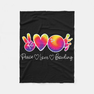 Peace Love Bowling Lover Tie-dye Retro Bowler Men Fleece Blanket