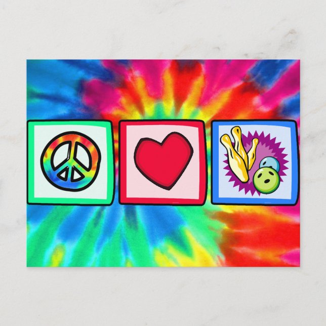 Peace, Love, Bowling Postcard (Front)