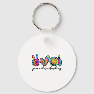 Peace Love Bowling Tie Dye Funny Bowling Lovers Key Ring