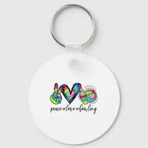 Peace Love Bowling Tie Dye Funny Bowling Lovers Key Ring
