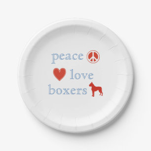 Peace Love Boxers Paper Plate