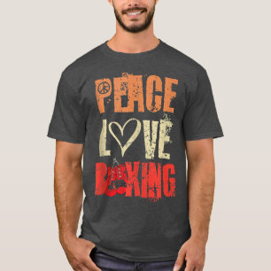 Peace Love Boxing Funny Vintage Boxer Boxing Glove T-Shirt