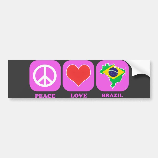 Peace Love Brazil Bumper Sticker (Front)