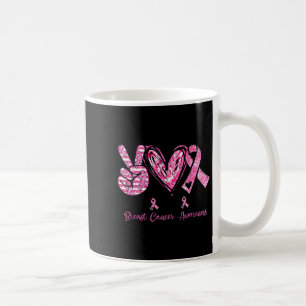 Peace Love Breast Cancer Awareness Women Men Kids  Coffee Mug