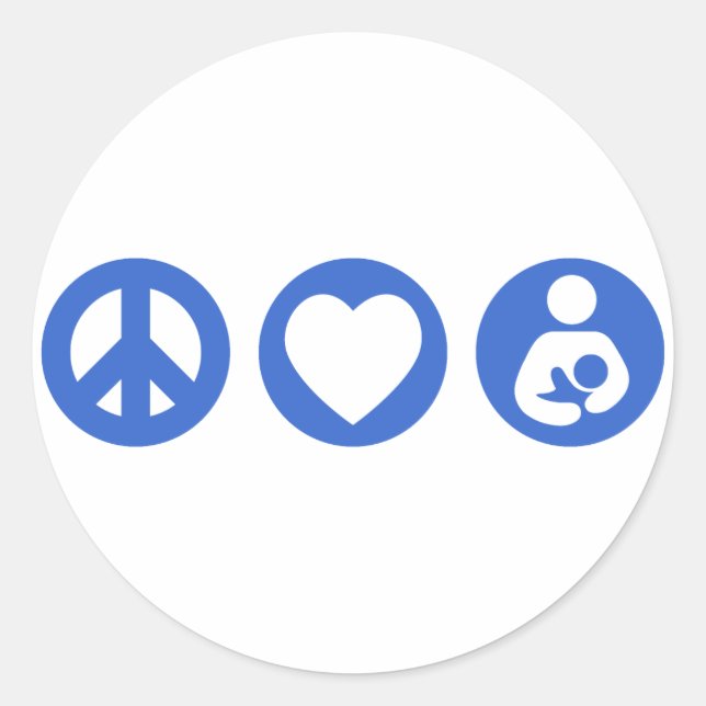 Peace Love Breastfeeding Classic Round Sticker (Front)