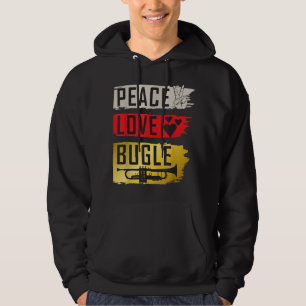Peace Love Bugle Drumline Music Bugle Music Instru Hoodie