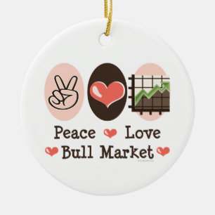 Peace Love Bull Market Ornament