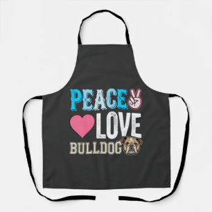 Peace Love Bulldog Vector Apron
