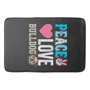 Peace Love Bulldog Vector Bath Mat