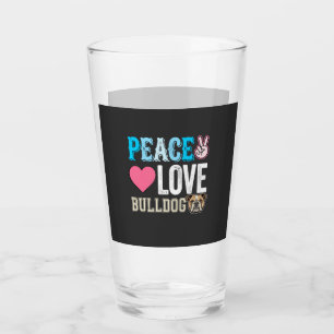 Peace Love Bulldog Vector Glass