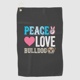 Peace Love Bulldog Vector Golf Towel
