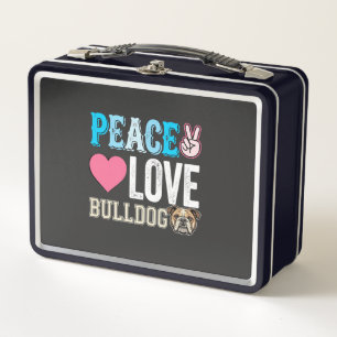 Peace Love Bulldog Vector Metal Lunch Box