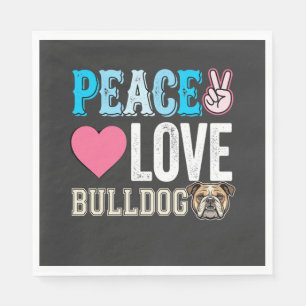 Peace Love Bulldog Vector Napkin