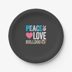 Peace Love Bulldog Vector Paper Plate