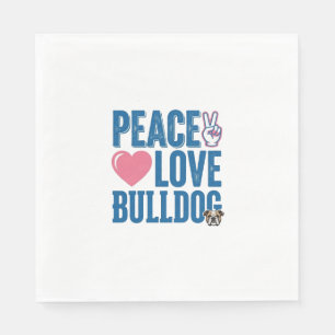 Peace Love Bulldog Vintage Dog Shirt Design Napkin