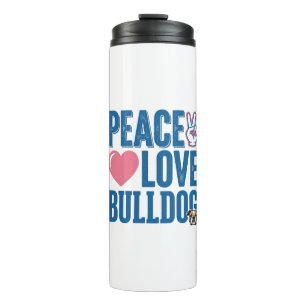 Peace Love Bulldog Vintage Dog Shirt Design Thermal Tumbler