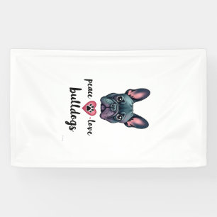 Peace Love Bulldogs Vintage Galaxy French Bulldog Banner