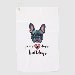 Peace Love Bulldogs Vintage Galaxy French Bulldog Golf Towel