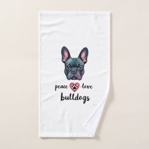 Peace Love Bulldogs Vintage Galaxy French Bulldog Hand Towel