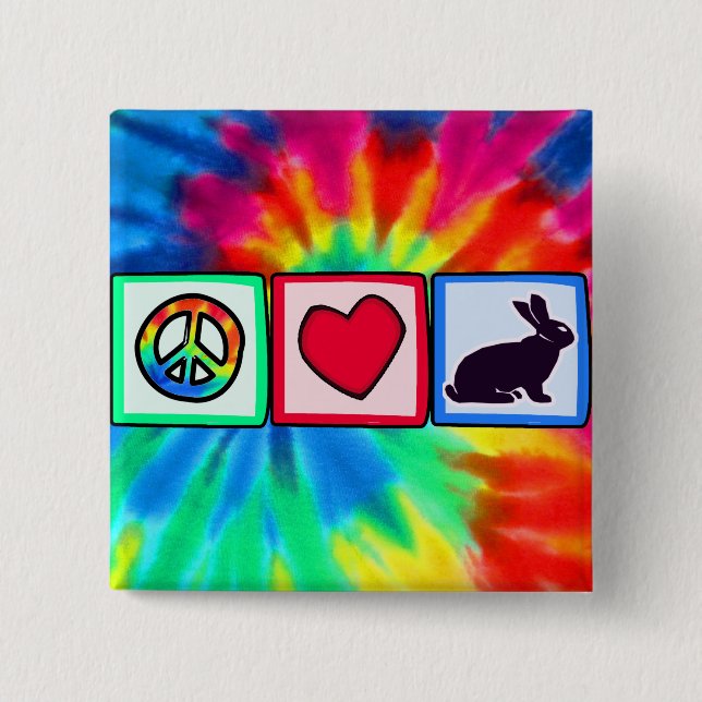 Peace, Love, Bunnies 15 Cm Square Badge (Front)