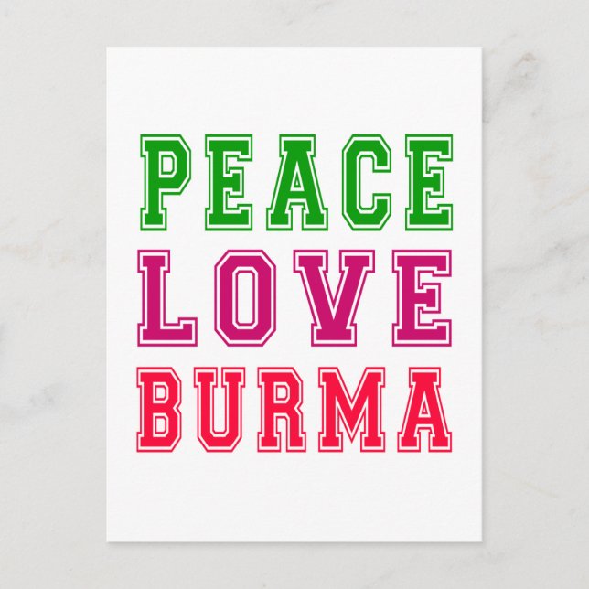 Peace Love Burma. Postcard (Front)
