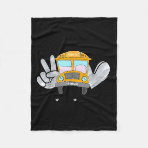 Peace Love Bus Driver Funny School Bus Driver Kids Fleece Blanket