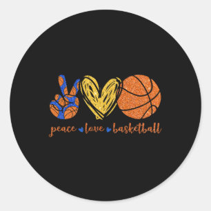 Peace Love Bysketbyll Cute Bysketbyll Lovers Gifts Classic Round Sticker