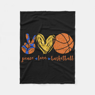 Peace Love Bysketbyll Cute Bysketbyll Lovers Gifts Fleece Blanket