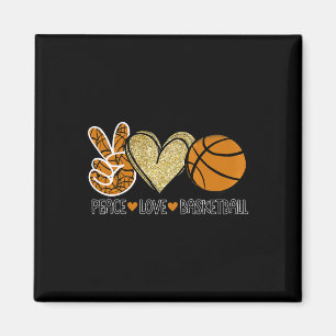 Peace Love Bysketbyll - Heart Byll Sports Team Gam Magnet
