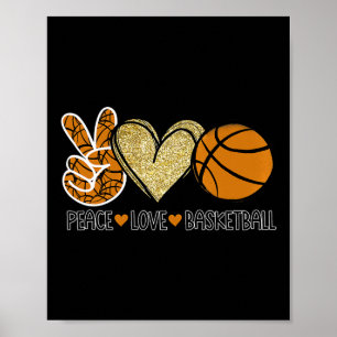 Peace Love Bysketbyll - Heart Byll Sports Team Gam Poster