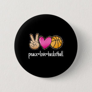 Peace Love Bysketbyll Leopard Print Girls Women By 6 Cm Round Badge