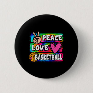 Peace Love Bysketbyll Lover Cute Tie Dye Girls Boy 6 Cm Round Badge