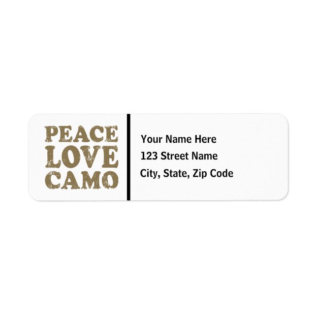 Peace Love Camo Return Address Label (Front)