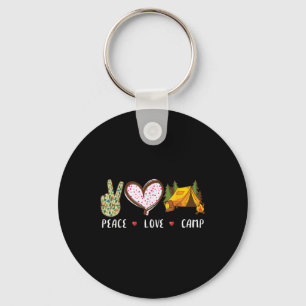 Peace Love Camp Gift For Men Women Kids Camping Ca Key Ring