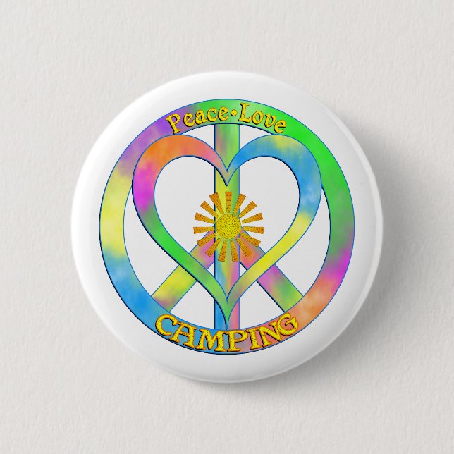 Peace Love Camping 6 Cm Round Badge (Front)