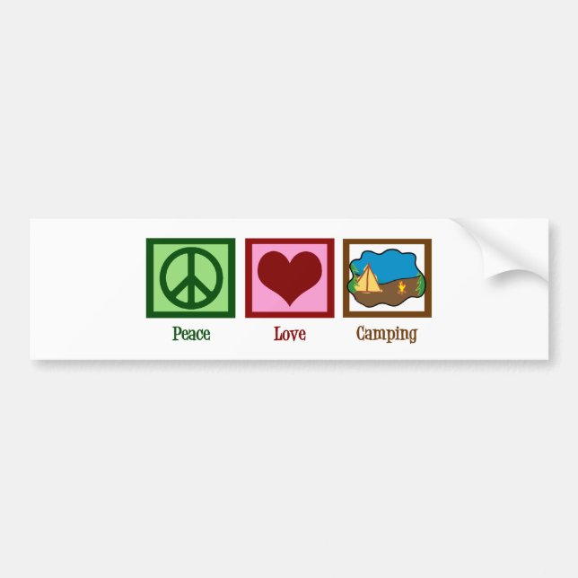 Peace Love Camping Bumper Sticker (Front)
